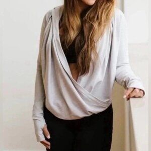 Zyia Active Yoga Shawl S - M Pullover‎ Sweatshirt Hazer Grey Tan